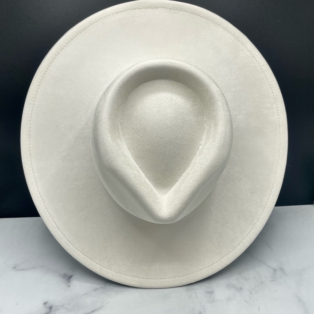Cream colored vegan suede cowboy hat